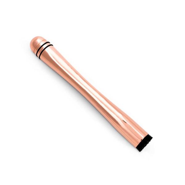 Copper Plated Tomahawk Cocktail Muddler with Rubber Grip Profile View