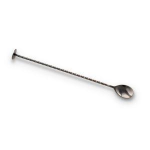 Disc Top Muddling Bar Spoon 28 cm / 11 in Gun Metal Black Plated Full Length