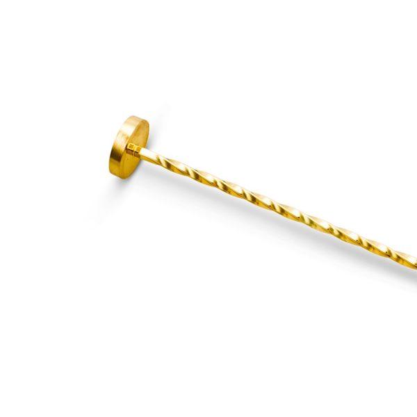 Gold Plated Muddling Bar Spoon (30 cm / 12 in) - Muddler End