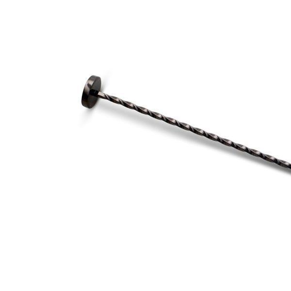 Gun Metal Black Muddling Bar Spoon (30 cm / 12 in) - Muddler End