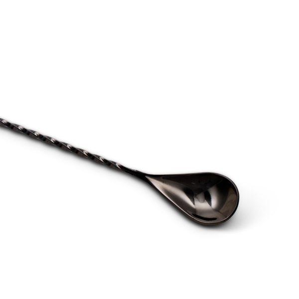 Gun Metal Black Muddling Bar Spoon (30 cm / 12 in) - Spoon End