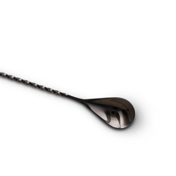 Gun Metal Black Teardrop Bar Spoon (30 cm / 12 in) - Spoon End