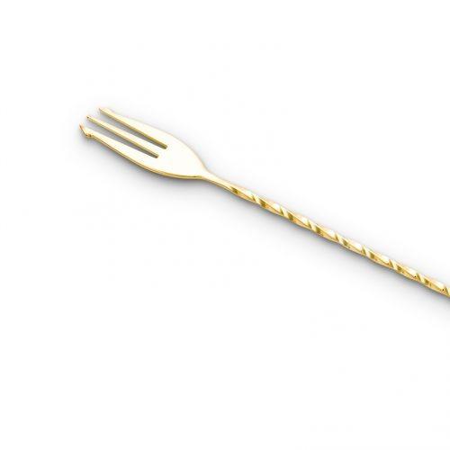 Trident Bar Spoon (40 cm / 16 in) Gold Plated Fork End