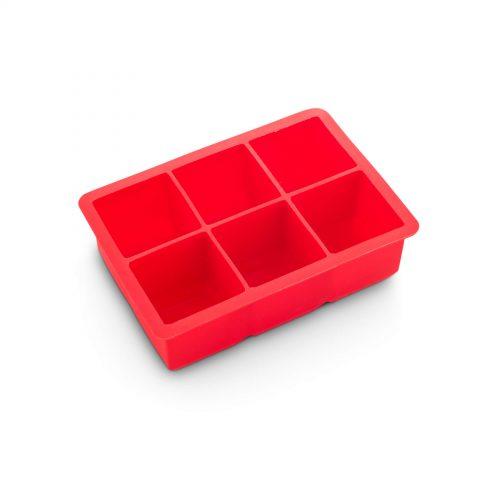 Large Ice Mould Tray - 2 in king cubes 6 Section Red Silicone