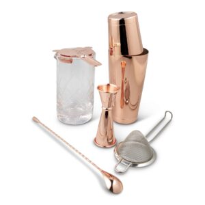 Shaken & Stirred Cocktail Set - Copper w Etched Mixing Glass Canada Barware