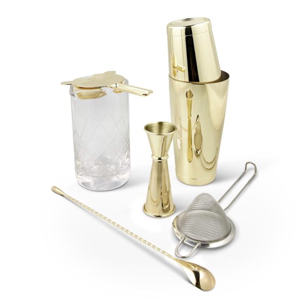 Shaken & Stirred Cocktail Set - Gold w Etched Mixing Glass Canada