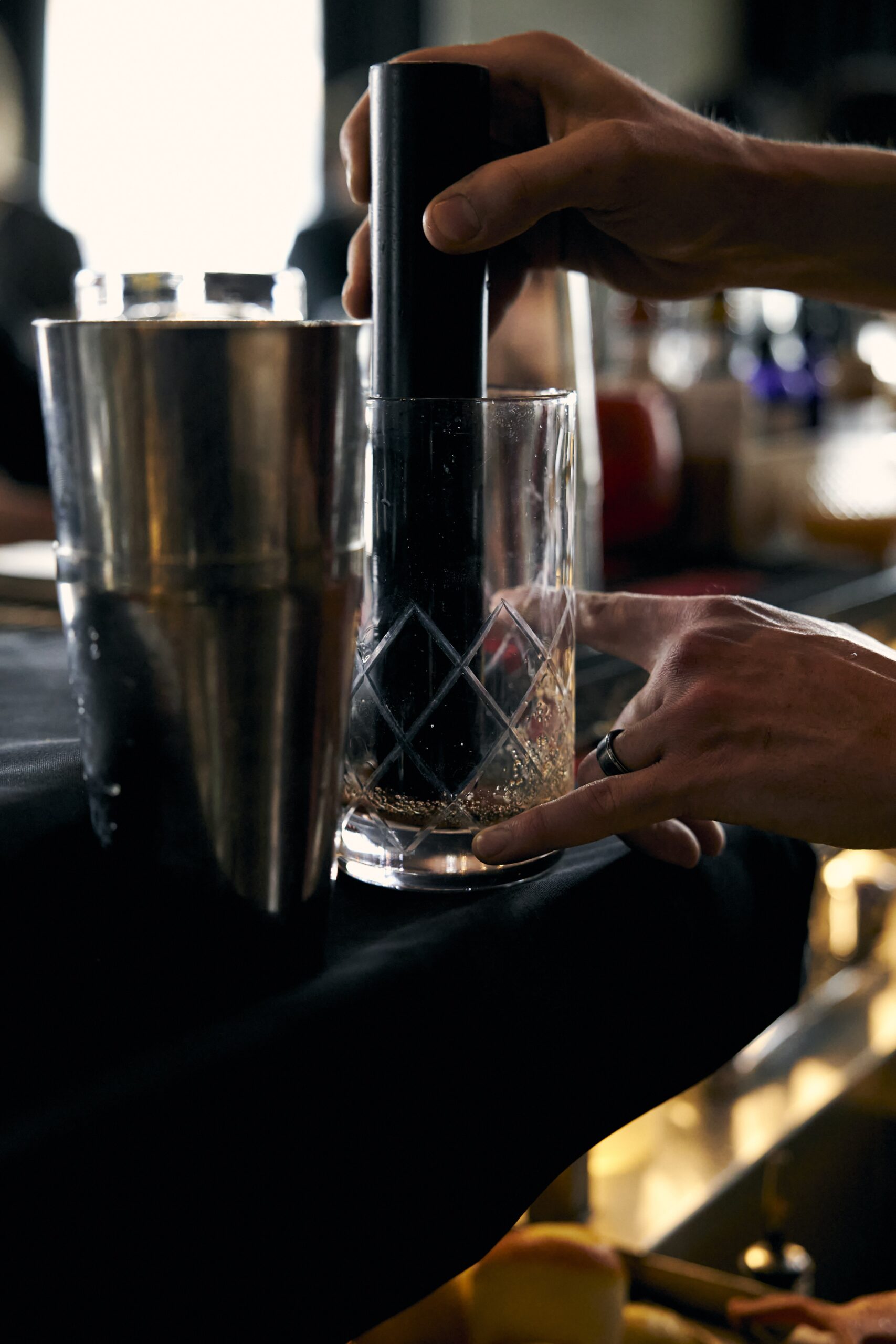 Serving a cocktail in an Aztec Cocktail Glass