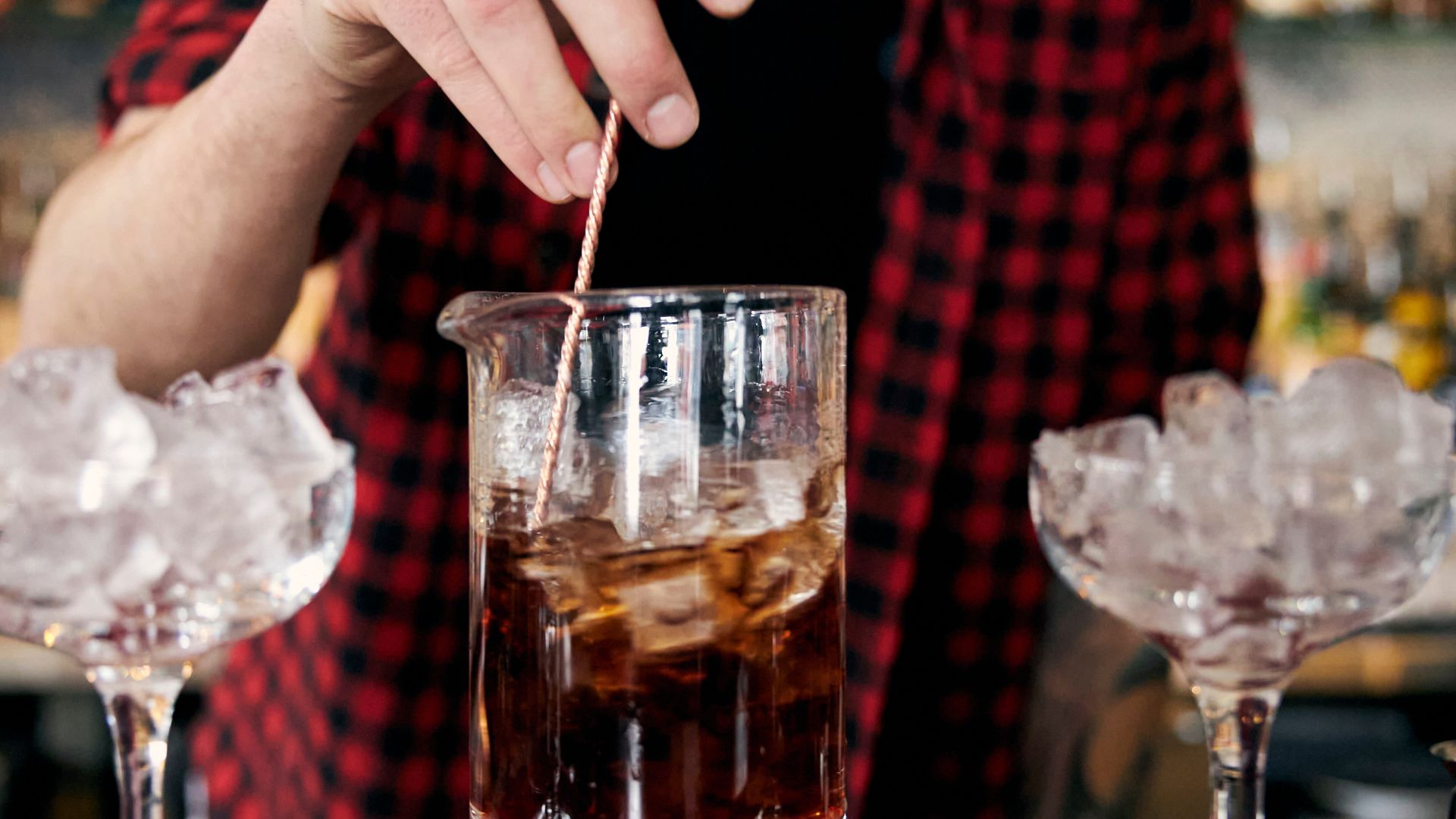 Stirring a Cocktail with a Mixing Glass